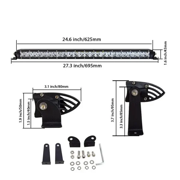 120W Super Slim pracovné LED svetlo 63 cm – combo osvetlenie, IP67, 12–24V
