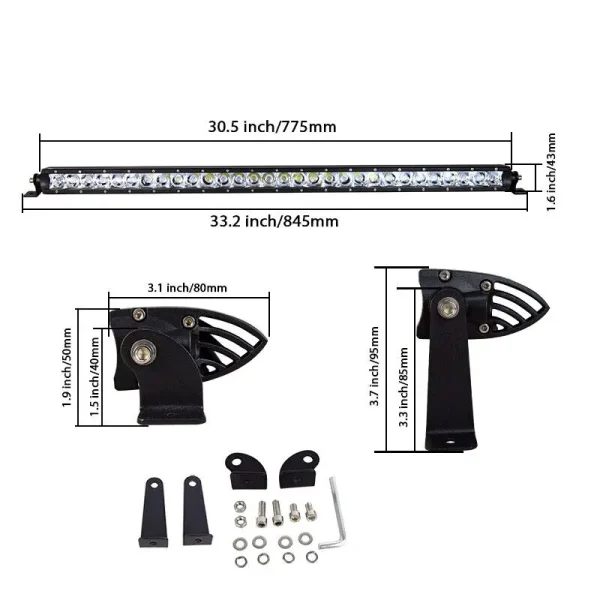 150W LED svetelná jednoradová rampa 80 cm – combo osvetlenie, IP67, 12–24V