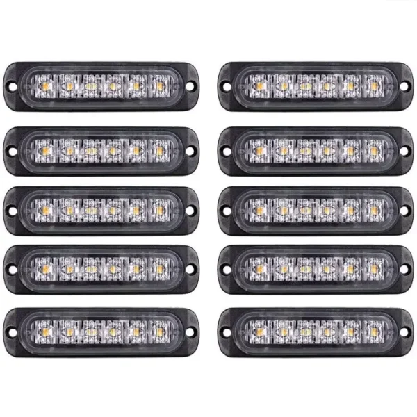 LED set 10× výstražné svetlá 18W – oranžové, 12–24V, IP65, blikajúci režim