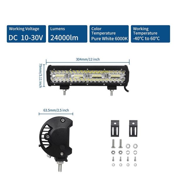 240W LED svetelná rampa trojradová 30cm 8D