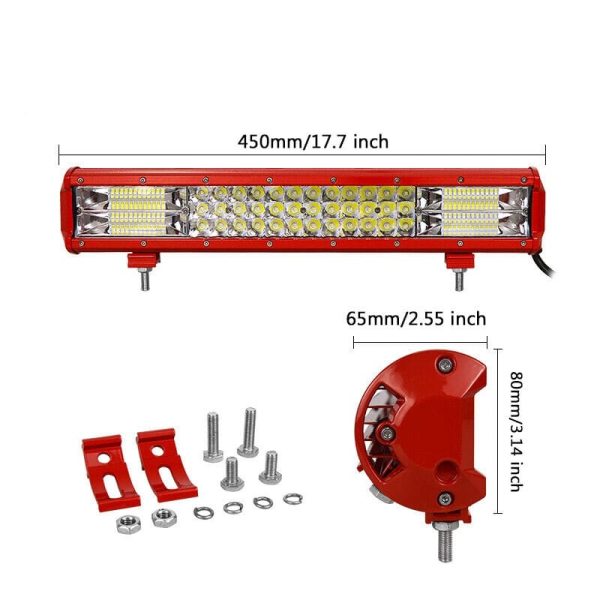 252W LED 7D svetelná trojradová pracovná rampa 45cm RED