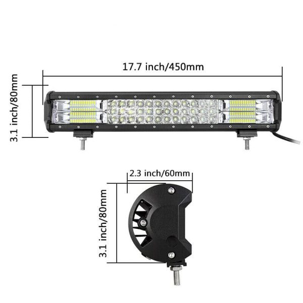 252W LED svetelná pracovná rampa 45cm, COMBO (diaľkové svetlo / rozptylové svetlo)