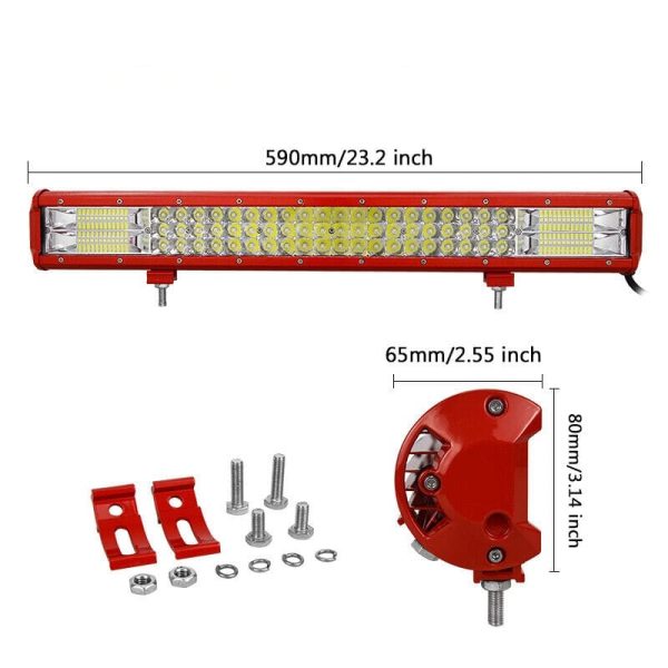 324W LED 7D svetelná pracovná rampa 59cm, COMBO (diaľkové svetlo / rozptylové svetlo)