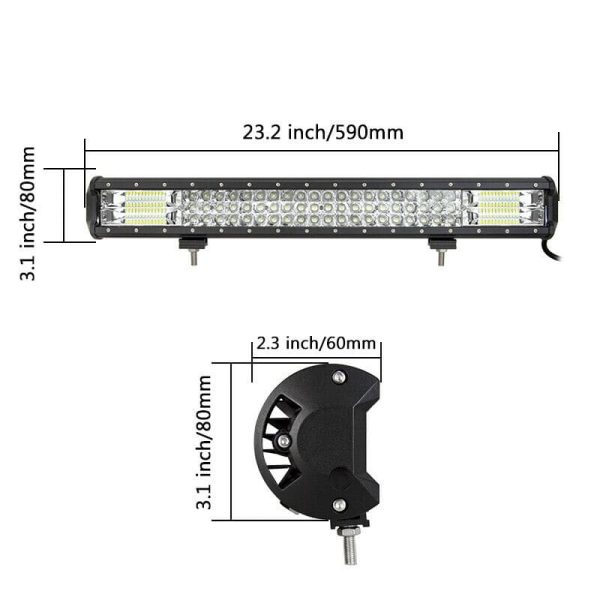 324W LED svetelná pracovná rampa 59cm, COMBO (diaľkové svetlo / rozptylové svetlo)
