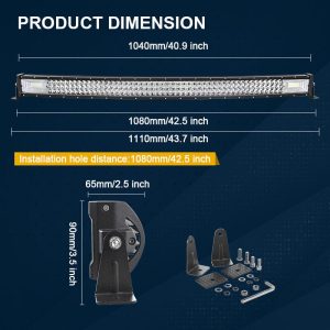 540W LED rampa trojradová zakrivená 108cm 7D