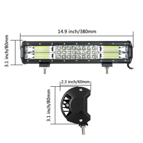 216W LED trojradová rampa 38 cm 7D – combo osvetlenie, IP67, 12–24V