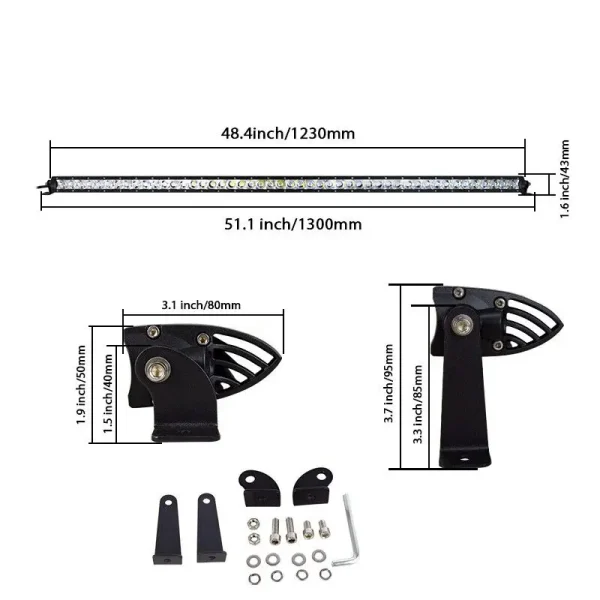 240W Super Slim pracovné LED svetlo 120 cm – combo osvetlenie, IP67, 12–24V