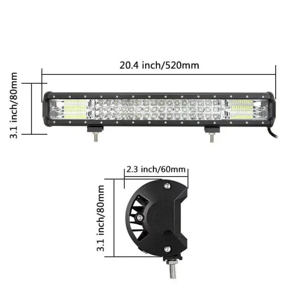 288W LED trojradová rampa 52 cm 7D – combo osvetlenie, IP67, 12–24 V