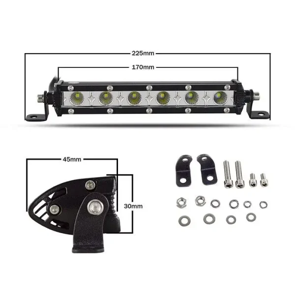 30W LED jednoradová rampa 17 cm – combo osvetlenie, IP67, 12–24V