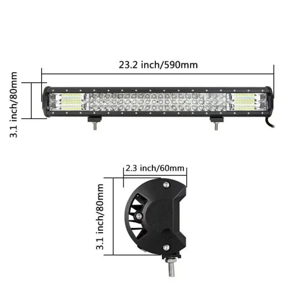 324W LED trojradová rampa 59 cm 7D – combo osvetlenie, IP67, 10–30 V