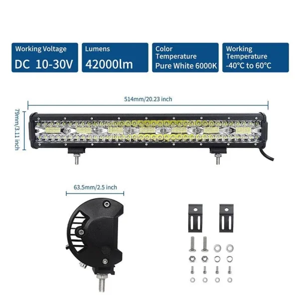 420W LED trojradová rampa 51 cm 8D – combo osvetlenie, IP67, 10–30 V