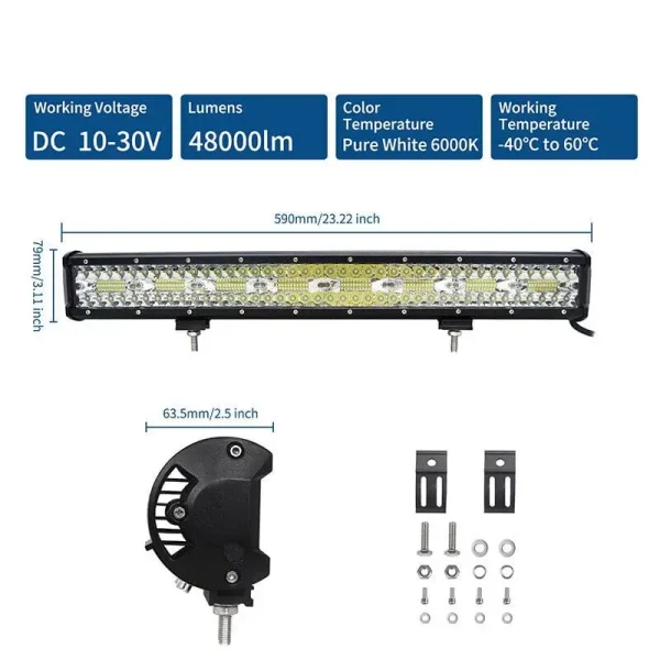 480W LED trojradová rampa 59 cm 8D – combo osvetlenie, IP67, 10–30 V