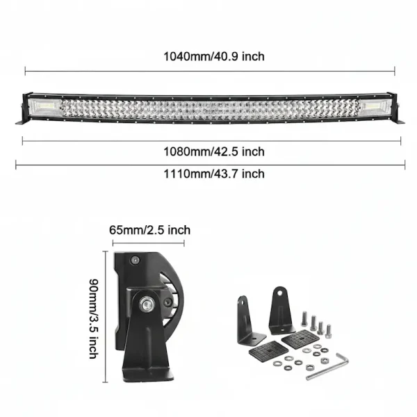 540W LED rampa trojradová zakrivená 108cm 7D