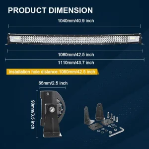 540W LED rampa trojradová zakrivená 108 cm 7D – combo osvetlenie, IP67, 12–24V
