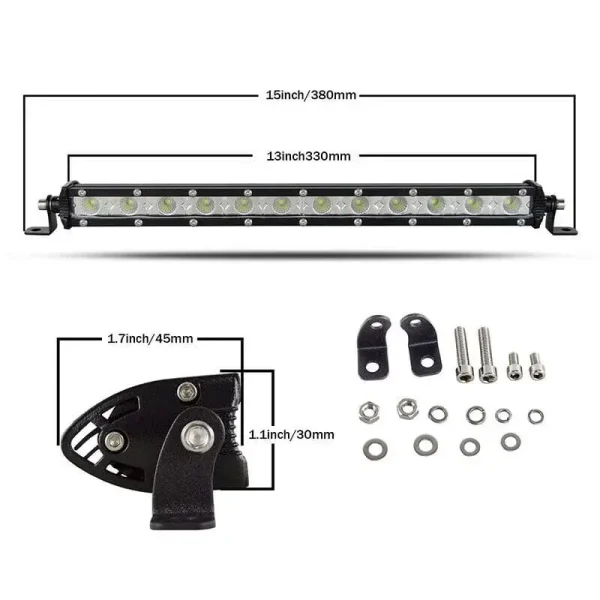 60W LED jednoradová rampa 33 cm – combo osvetlenie, IP67, 12–24V