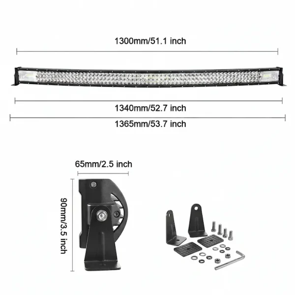 675W LED rampa trojradová zakrivená 134cm 7D