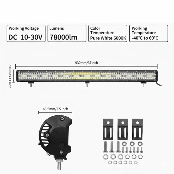 780W LED svetelná rampa trojradová 93cm 8D, výkonné svetlo určené pre offroad jazdu, pracovné nasadenie a technické vozidlá