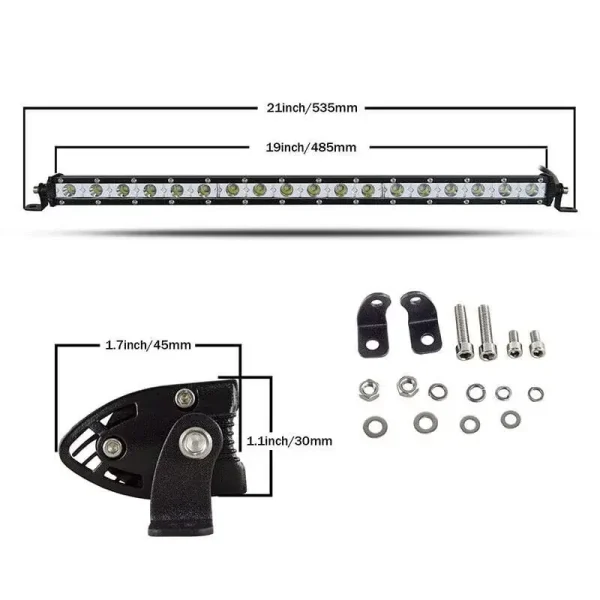 90W LED jednoradová rampa 49 cm – combo osvetlenie, IP67, 12–24V