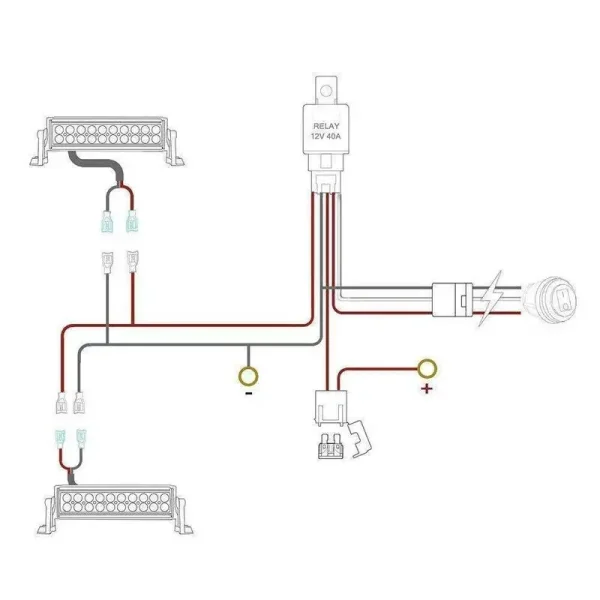 Inštalačný set 40A pre dve LED svetlá – 12V, IP65 konektory, ~2m kabeláž