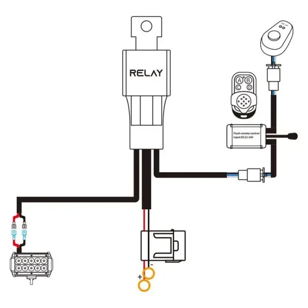 Inštalačný set 12 V s diaľkovým ovládaním pre LED svetlá. Pohodlné diaľkové zapínanie LED rámp alebo prídavných svetiel.