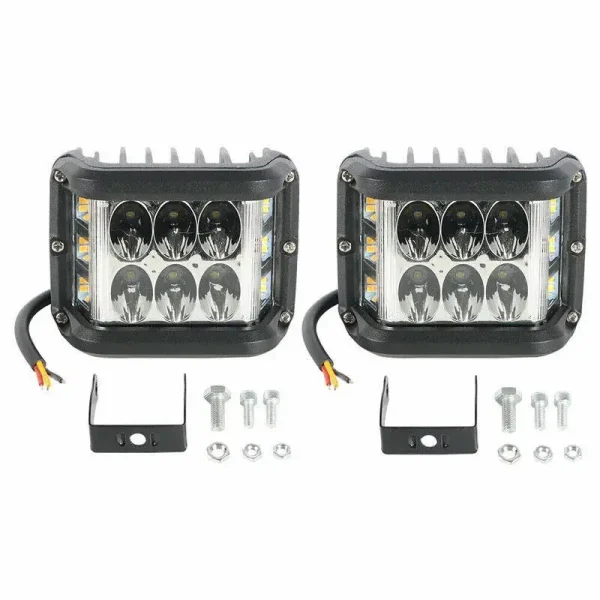 LED set 2× výstražných svetiel 60W – oranžové, 12–24V, IP67