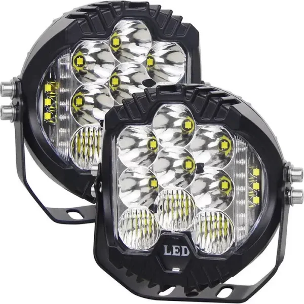 LED set 2×50W pracovné svetlá – 10 LED čipov, 10–30V, IP67, 125×110×85 mm