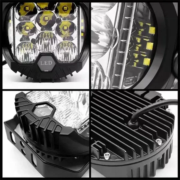 LED set 2×50W pracovné svetlá – 10 LED čipov, 10–30V, IP67, 125×110×85 mm