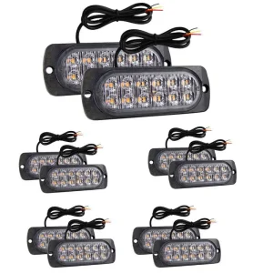 LED set 10× výstražné svetlá 36W – oranžové, 12 LED čipov, 12–24V, IP65