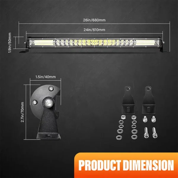 216W LED svetelná dvojradová slim rampa 61 cm – combo osvetlenie, IP67, 12–24V