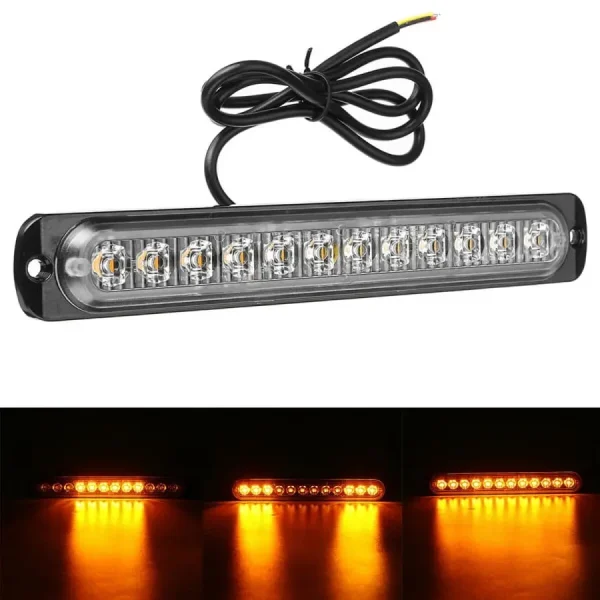 LED set 4× výstražných svetiel 36W LONG – oranžové, 12–24V, IP65, dlhé telo
