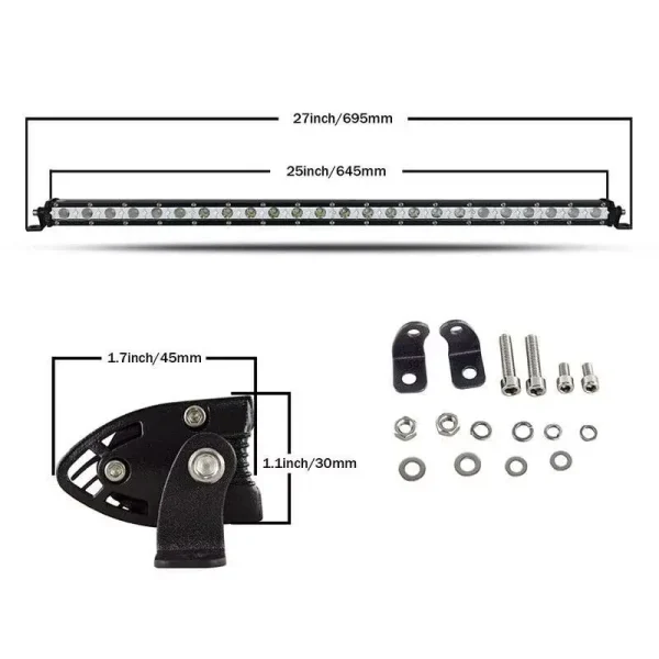 120W LED jednoradová rampa 65 cm – combo osvetlenie, IP67, 12–24V