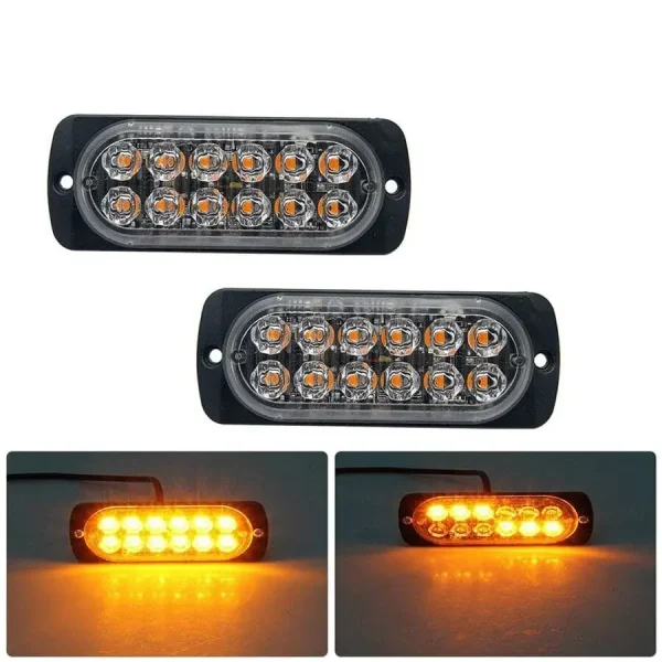 LED set 2× výstražných svetiel 36W – oranžové, 12–24V, IP65, kompaktná veľkosť