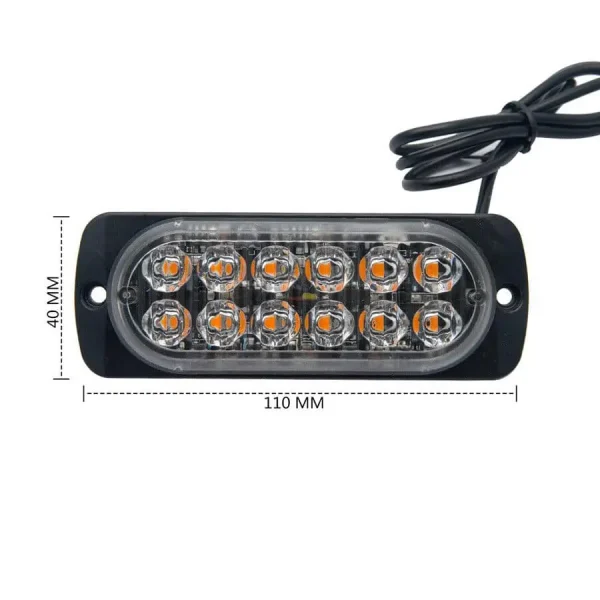 LED set 2× výstražných svetiel 36W – oranžové, 12–24V, IP65, kompaktná veľkosť