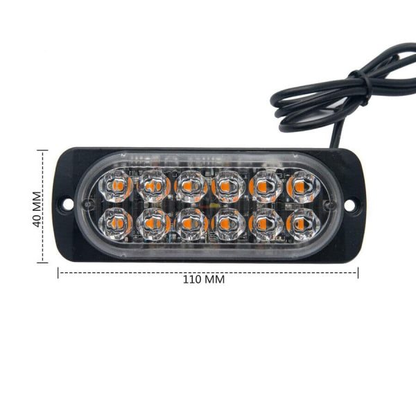 LED výstražné svetlo 36W – oranžové, 12–24V, IP65, kompaktné rozmery