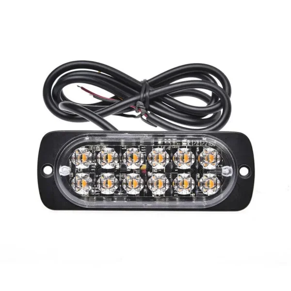 LED set 10× výstražné svetlá 36W – oranžové, 12 LED čipov, 12–24V, IP65