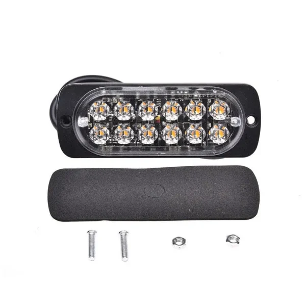 LED set 10× výstražné svetlá 36W – oranžové, 12 LED čipov, 12–24V, IP65