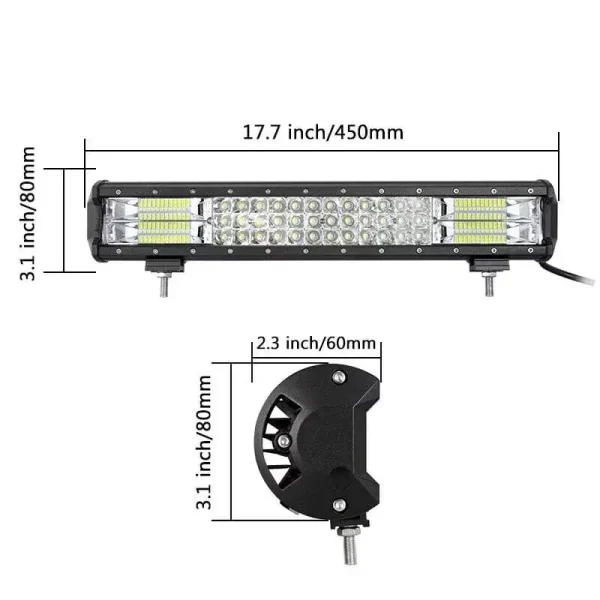 LED set 252W rampa, držiak pod ŠPZ a inštalačné káble – combo 30°/60°, IP67